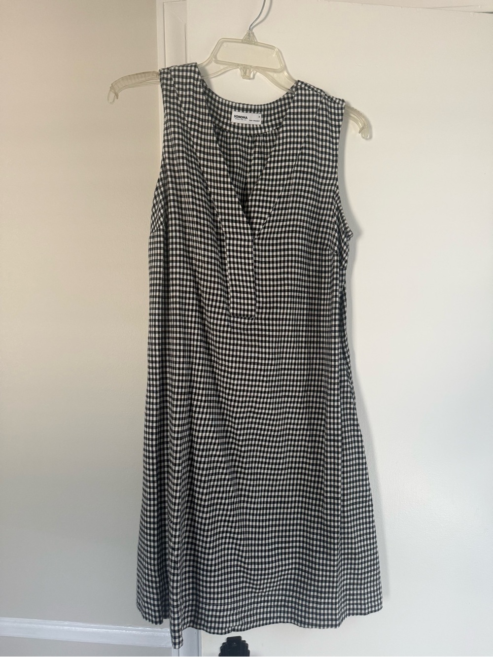 Sonoma Black & White Gingham Sleeveless Midi Dress
